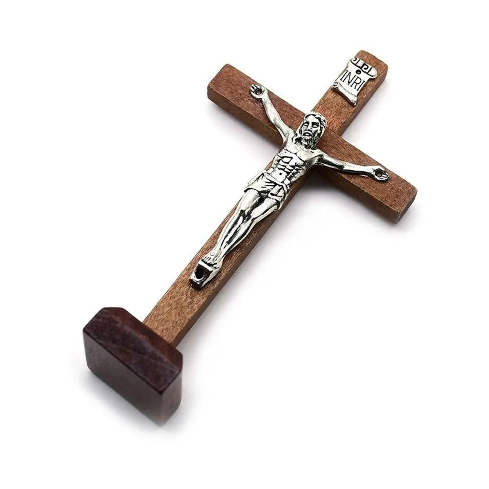 With Stand Wood Crucifix Catholic Religious Charm Catholic Jesus Cross Wooden Prayer Vintage Religious Decoration Church