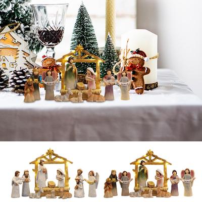Kerststal Jezus Kerststal Set Heilige Familie Beeldje 12 Delen Beeldjes Kerstdecoraties Voor Binnen Haard Tafel
