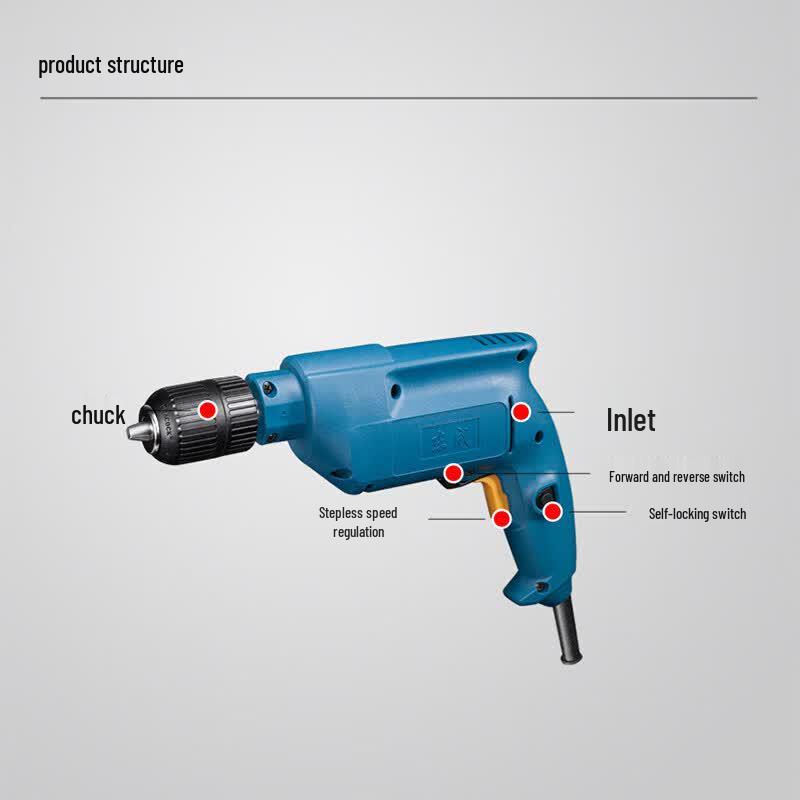 Dongcheng 500W Multi-function Corded Electric Drill CN Plug (adapter Included)