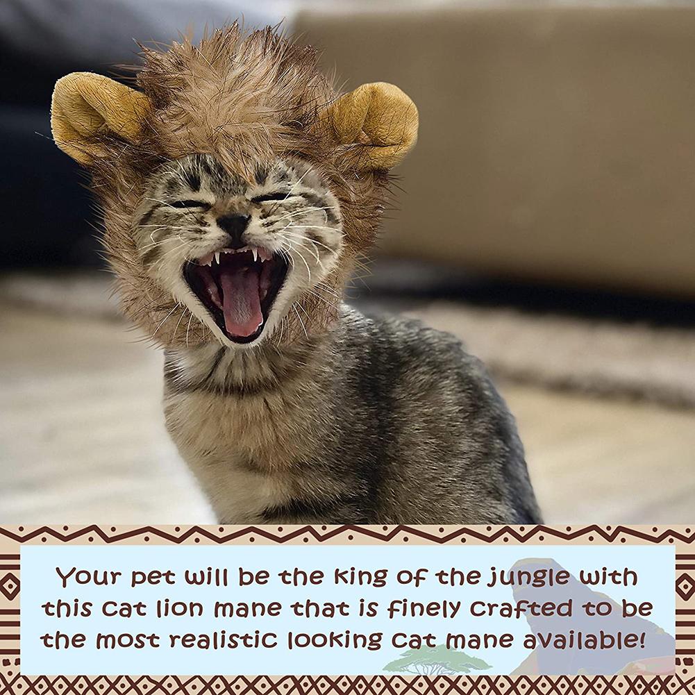Pet Lion Mane Costume Headgear for Cats Halloween Parties Photo Shoots