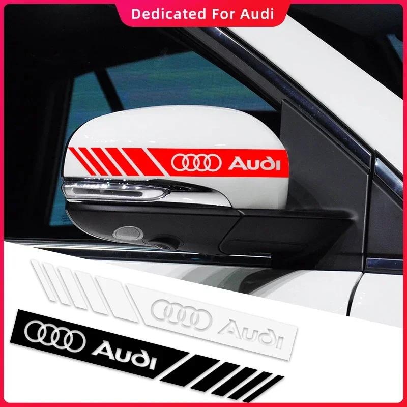 2PCS Car Styling Rearview Mirror Decoration Sticker QUATTRO Emblems for tt Sline RS A3 A4 B8 8P 8V B6 A5 A6 C7 Q5 B9 B7 C6 A1