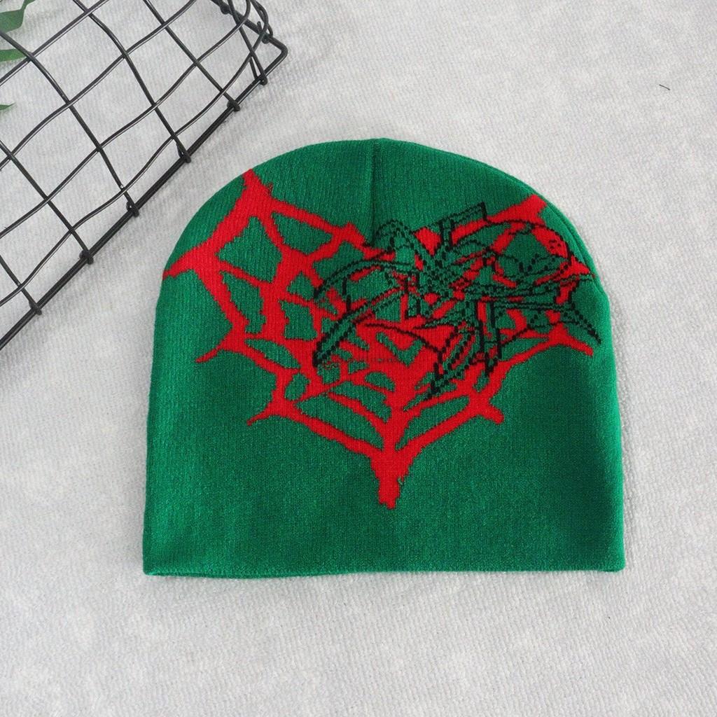 Heart Shape Spider Web Pattern Knitted Cap Winter Warm Fashionable Gift Casual