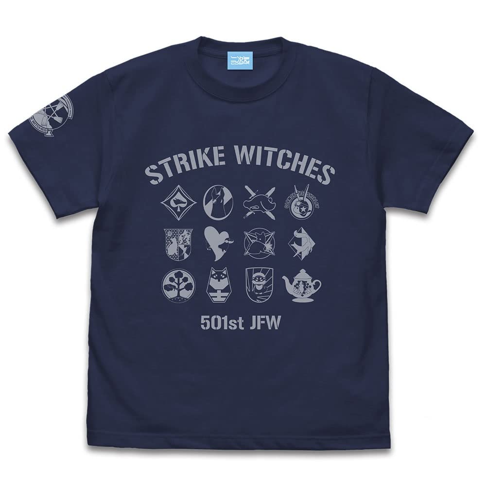 COSPA Second Dimension Strike Witches Road to Berlin T-Shirt 501st Joint Combat Air Group Personal Mark Indigo Size M