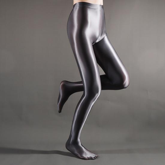 Stage Performance Leggings Glossy Shiny High Waist Fitness with Socks Stage Show Skinny Smooth Surface Yoga Trousers Women Clothing
