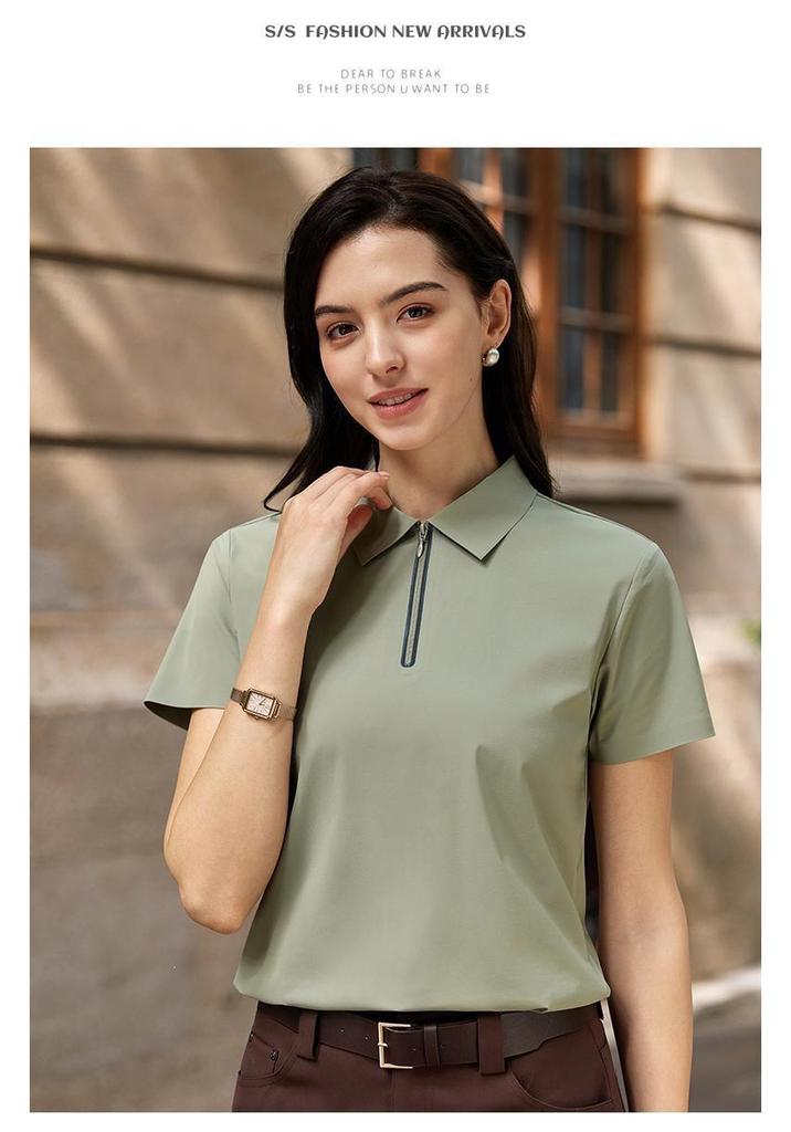 Durable Breathable Seamless POLO Logo Business Workwear Lapel T-shirt for Summer