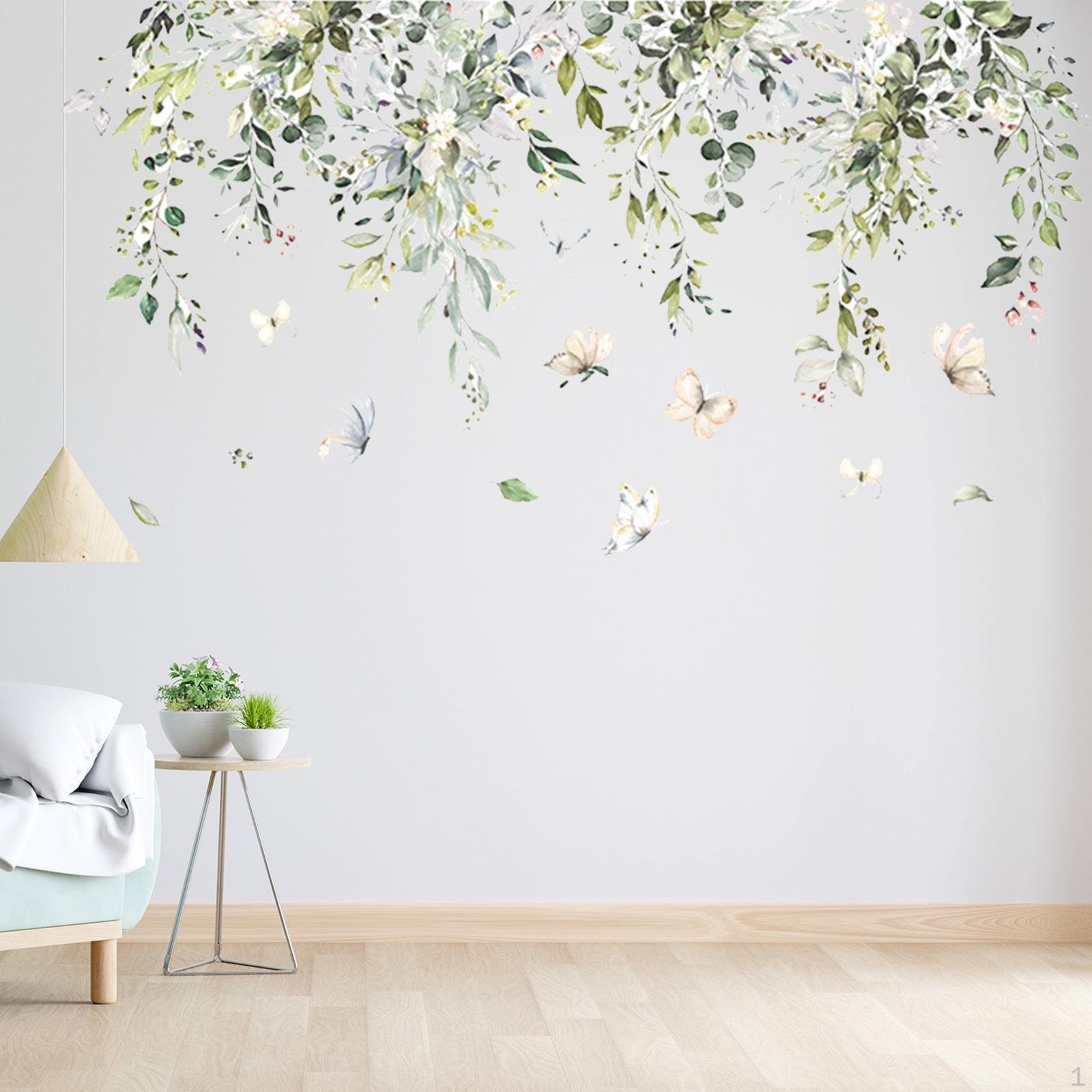 

2Pcs Green Plants Leaves Wall Stickers Window Sticker Modern Decal Home Decoration for Living Room