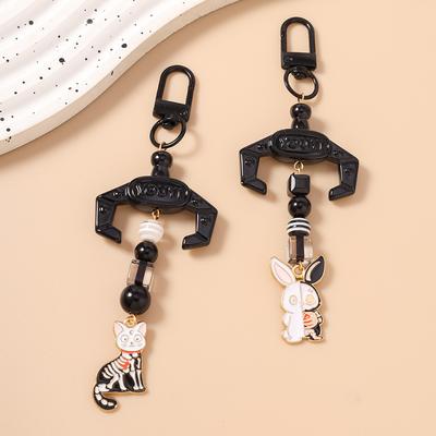 Cute Cartoon Rabbit Cat Keychain Women Girls Key Ring Pendants for Handbag DIY Handmade Key Chain Jewelry Gifts