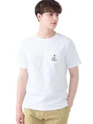 Beams Heart Takibi Bär Taschen-Print Größe Small T-Shirt, Herren, Weiß,