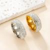 Stainless Steel Gold & Silver Two-Tone 5-Row Rhinestone Ring for Women's Casual Wear or Dating Gift