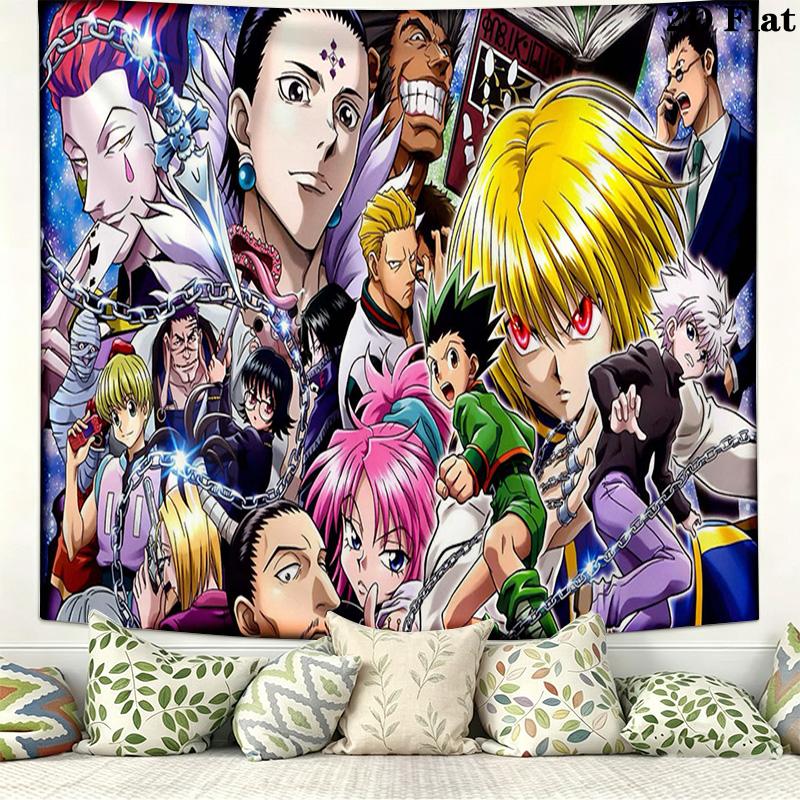 Hunter x Hunter Wall Tapestry Aesthetic Wall Hanging Printed Fabric Blanket Decorative Tapestries for Bedroom Living Room Home Decor