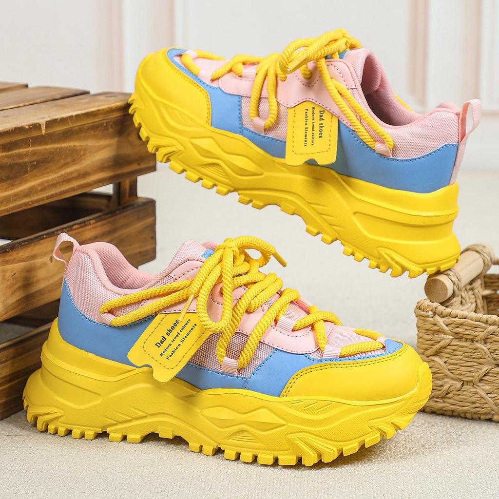 Sneakers da Donna con Rialzo - alla Moda, Traspiranti in Rete, Stile Dad per Uso Casual.