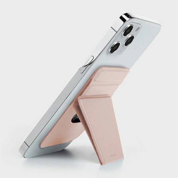 UNIQ Lyft magnetic phone stand snap-on stand and card holder pink