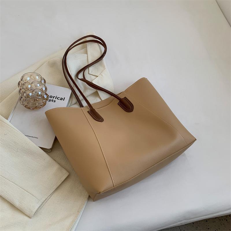 Retro Large Capacity Faux Leather Tote Bag for Women, Vintage Style Work Shoulder Handbag, Street Chic Commuter Purse