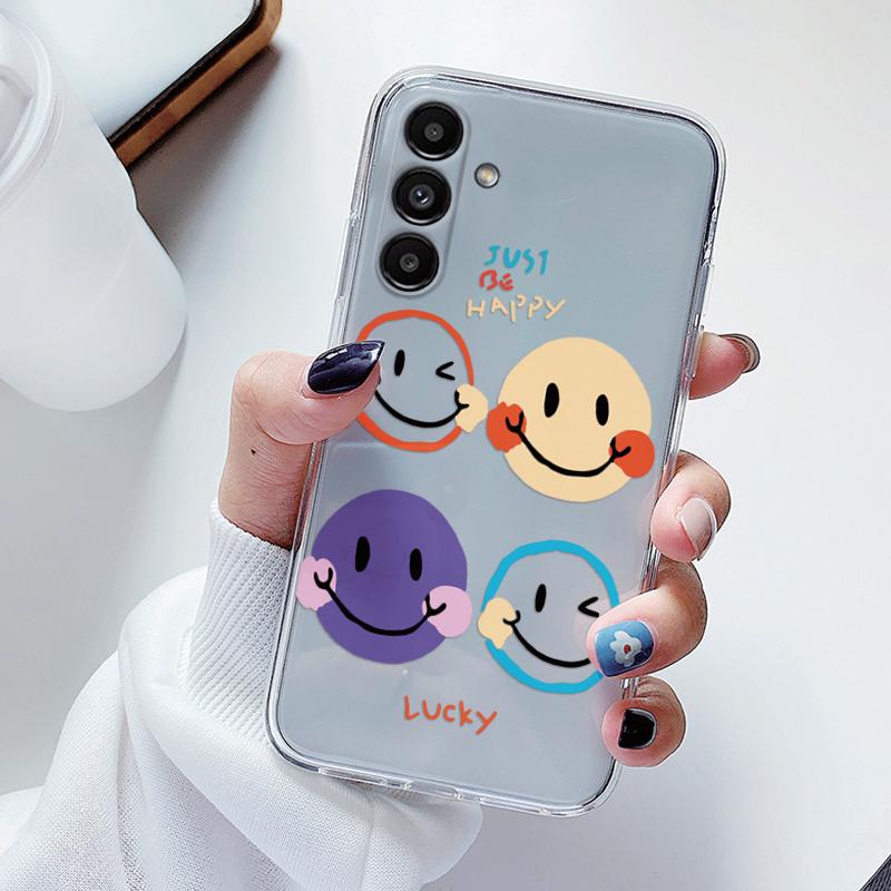 Transparent Case For Samsung Galaxy A24 A17 A16 A56 A55 A54 A06 4G Cover Cartoon Flowers Soft Clear Shockproof Funda Face Capa