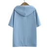 Sommer Damen Koreanische Version des Kapuzenoberteils Einfarbig Lässiger Stil Kurzarm T-Shirt Große Größe Kapuzenpullover T-Shirt
