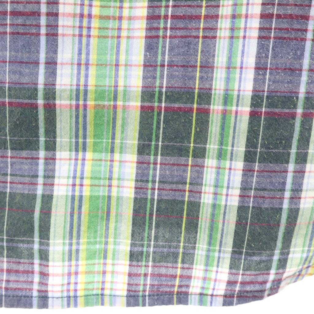 Ralph Lauren Check Pattern Short Sleeve Button Down Shirt L Green System Women Used