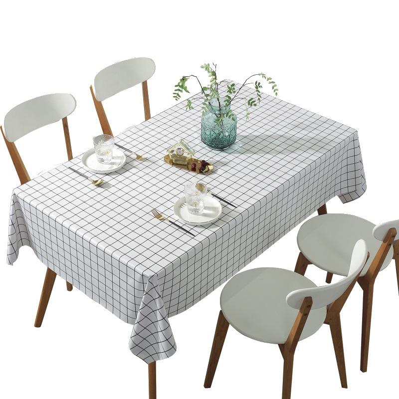 PVC Tablecloth Waterproof and Oil-proof Small Fresh Plaid Wash-free Ins Style Rectangular Tablecloth Coffee Table Table Mat Simple Tablecloth