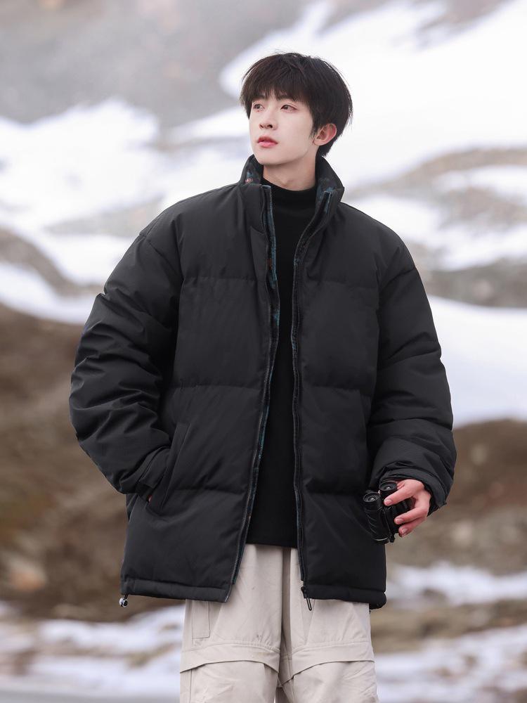 Men's High-Quality Winter Down Jacket: Warm Business Style with Thickened Stand Collar for Teens and Adults.