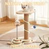TOTHDATE 4 IN 1 Scratching Posts for Indoor Cats, Wooden Cat Treat Toy with Hanging Ball Track Ball Leaky Food Ball Interactive Cat Toy for Indoor
