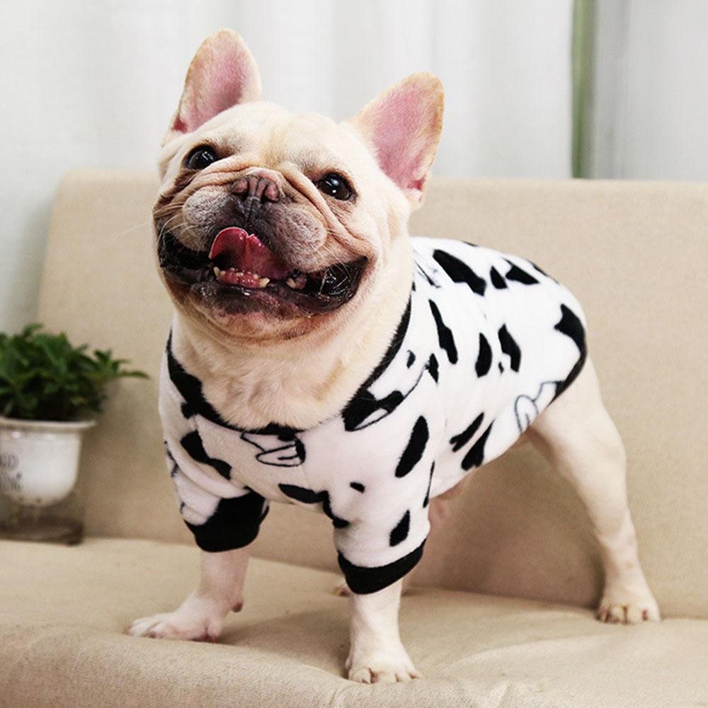 Warm Pet Clothing for Winter Soft Coral Fleece Dog Hoodies Cute Printed Puppy Small Dog Sweater French Bulldog Coat Cats Clothes
