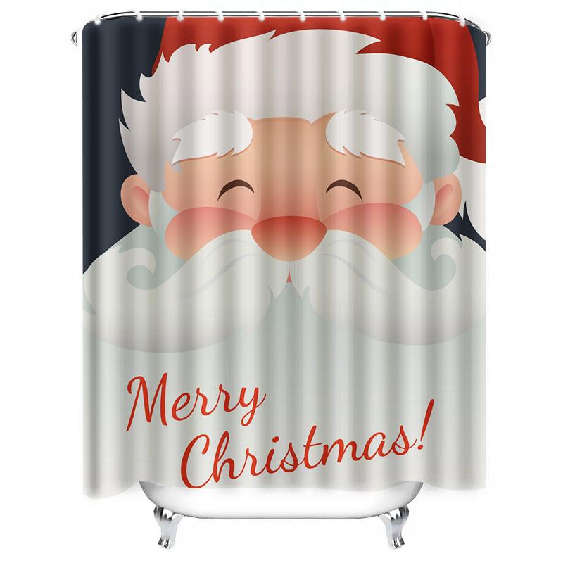 TU Weihnachtsduschevorhang Festliche Feiertagsdekoration Frohe Weihnachten Muster Wasserdicht Badezimmer Stoff Hintergrund Heimdekor Weihnachten Stil