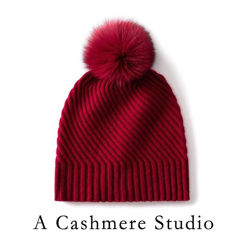 Casual Cashmere Hat Men's and Women's Hairball Hat Winter Solid Color Versatile Thickened Cold-proof Warm Knitted Hat Cold Hat