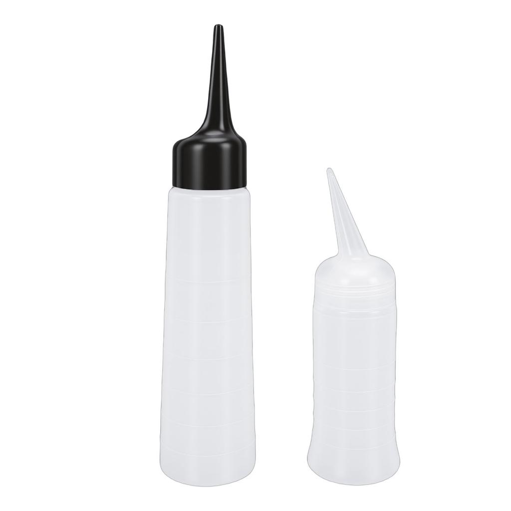 Flaconi Applicatori per Capelli 260ml Punta Dritta 150ml Punta Inclinata Flacone Spremere Capelli Ugello Pre Tagliato Scala Graduata Set 2 Pezzi