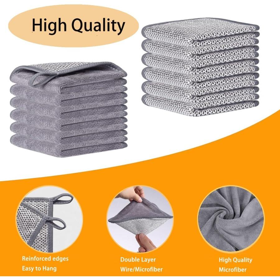 Wire Mesh Dish Cloths for Washing Dishes 3 PCS Non Scratch Wire Dishwashing Rags for Wet and Dry Multipurpose Steel Wire Dishcl