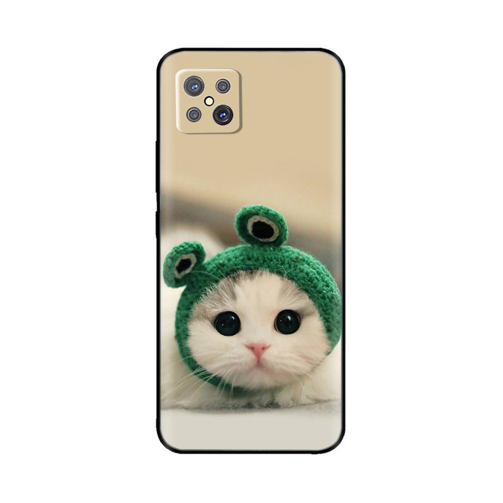 For Oppo Reno4 Z 5G Case Cute Cartoon Painted Black Silicone Soft TPU Back Cover For OPPO A92S Phone Back Bumper Shell Bag Coque