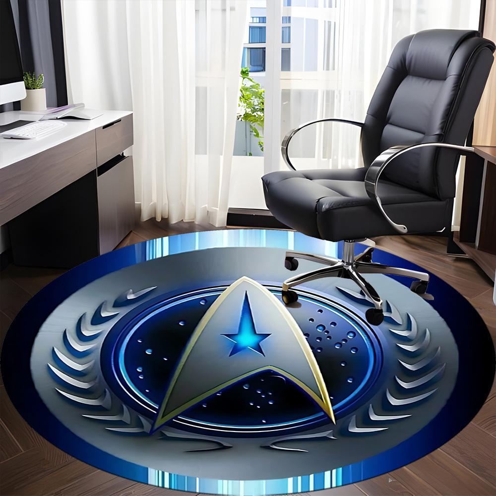 1pcStar Trek Office Round Area Rug, Indoor Mat Suitable For Office, Under Office Chairs Bedroom Living Room Home Decor, Room Deco
