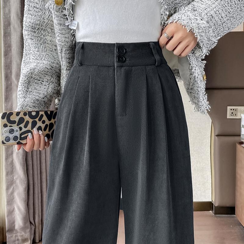 Pantaloni largi din velur alb, pentru femei, toamna și iarna, versiunea nouă, îngustă, cu draperie drepte, pantaloni de costum mic, plus catifea