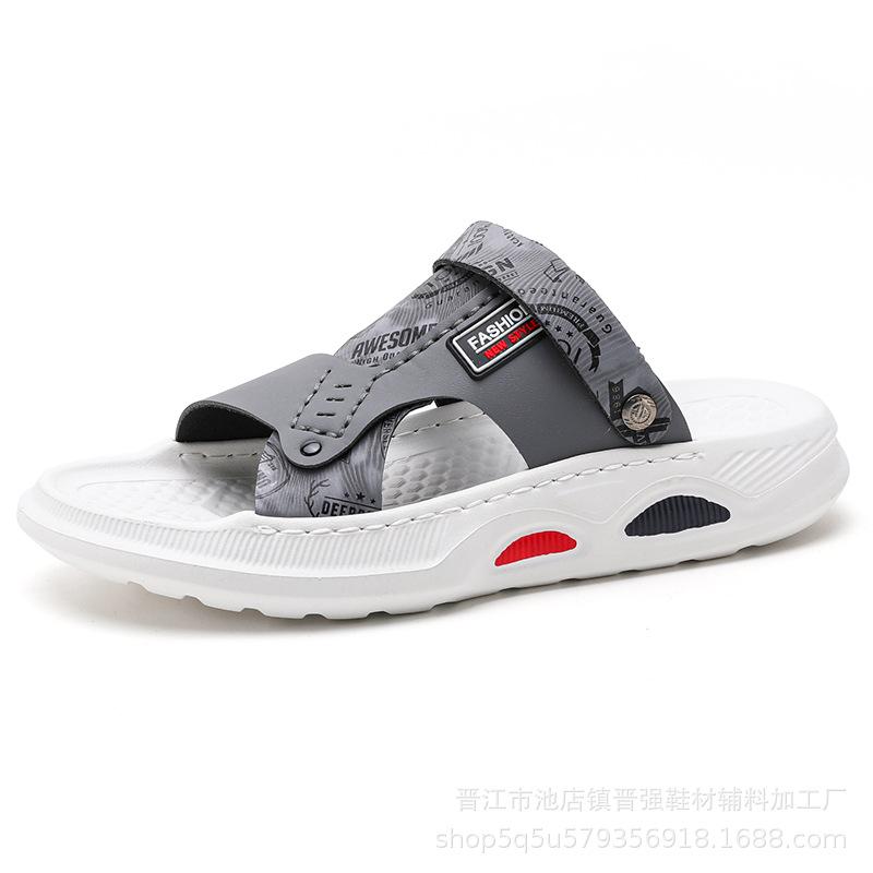 

Мужские сандалии лето новые молодежные пляжные туфли спортивные мягкая подошва для вождения нескользящие двойного назначения крутые шлепанцы повседневные шлепанцы 44