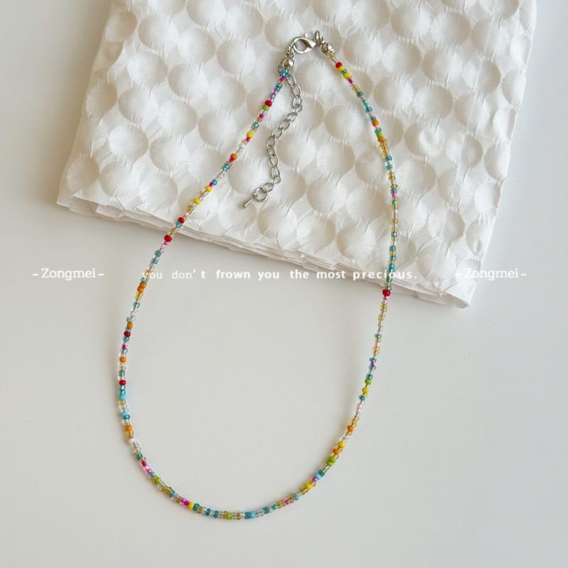 Einfacher Perlen-Choker Damen Koreanische Mode Anhänger Bunt Handgemacht Boho Halskette Kette Halskette Damen Schmuck Geschenk