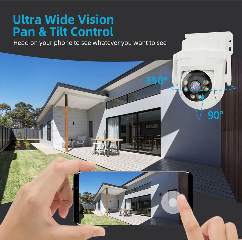 AIOOK Outdoor Security Camera HD 4MP Wifi Camera PTZ Mobile Tracking IP CCTV Night Vision Two Way Intercom YOOSEE APP