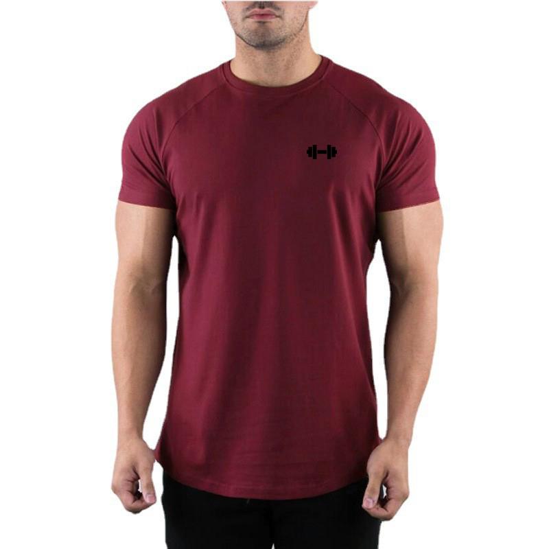 Muscleguys Summer Cotton Running T-shirts Mens O-neck Slim Fit Fitness Short Sleeve T Shirt Bodybuilding Gym Clothing Casual Sports Tops
