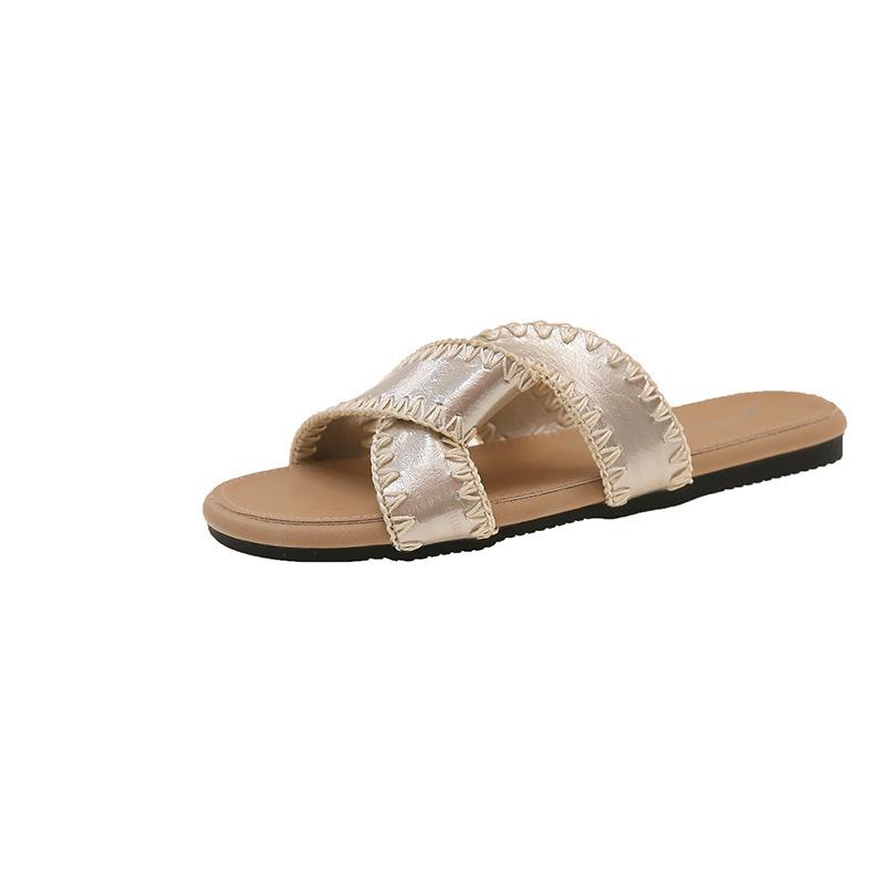 

Flat-bottomed cool slippers fairy 22 new summer soft-soled beach shoes comfortable and beautiful Roman shoes tide 35 золотой