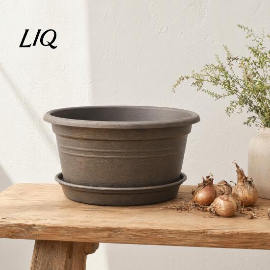 Non-slip Bulb Growing Pots Plant Pot with Saucer, 10 Inch 13 Wide Flowerpot Drainage Flower Saucer Holes, Indoor Outdoor Planter for Tulips