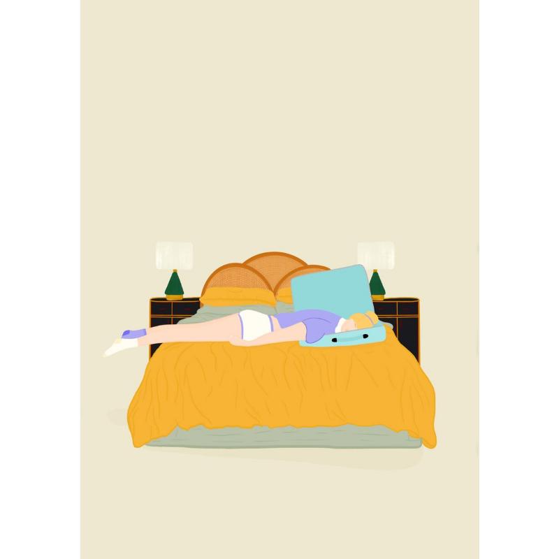 Abstrakte Kunst Frau Stimmung Sofa Dschungel Pyjamas Poster Leinwandmalerei Lustig Alltag Wandkunst Bild Wohnzimmer Heimdekoration