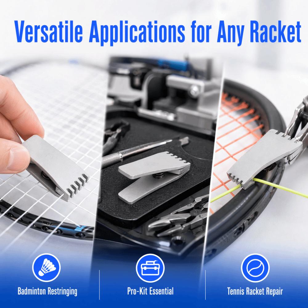 Silver Finish Stringing Clamp Spring Loaded Racket Stringing Tool Badminton Rackets