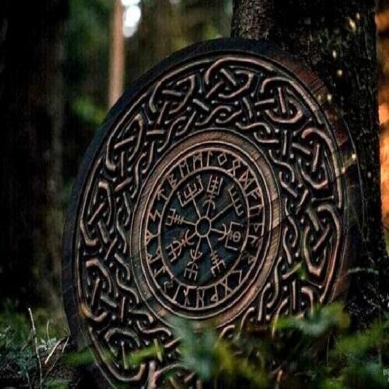 Shield Viking Norse Medieval Wooden Carving Round Celtic Ornament Battle Hand