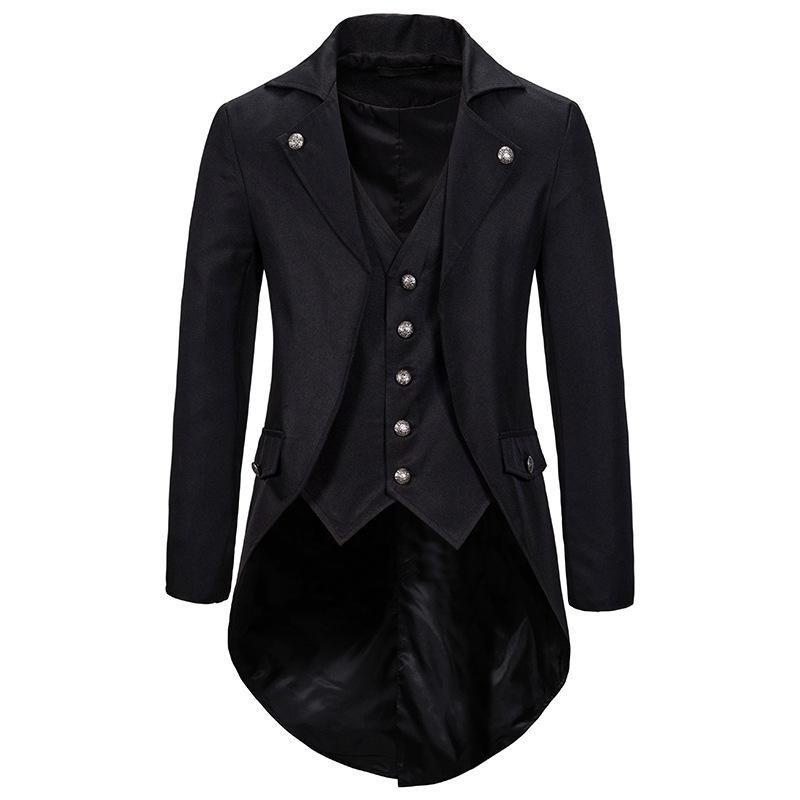 Fashion Men Solid Color Perform Suit Gentlemen Male Tail Coats