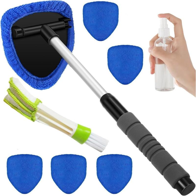 Extendable Windshield Cleaner With Rotating Head And 6 Microfiber Pad For Most Vehicle Type