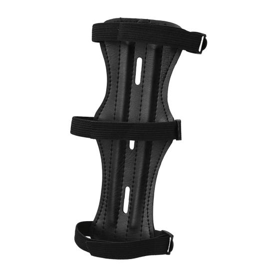 3 Straps Leather Archery Arm Guard  Outdoor Hunting Safety Protection Gear
