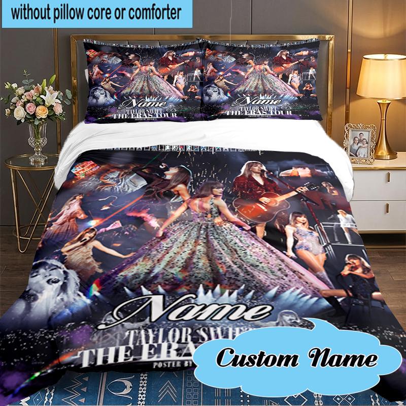 Custom Name Taylor Top singer Bedding Set 3pcs, Bedding Set Including 1pc Duvet Cover And 2pcs Pillowcases for Bedroom, Dormitory Gift