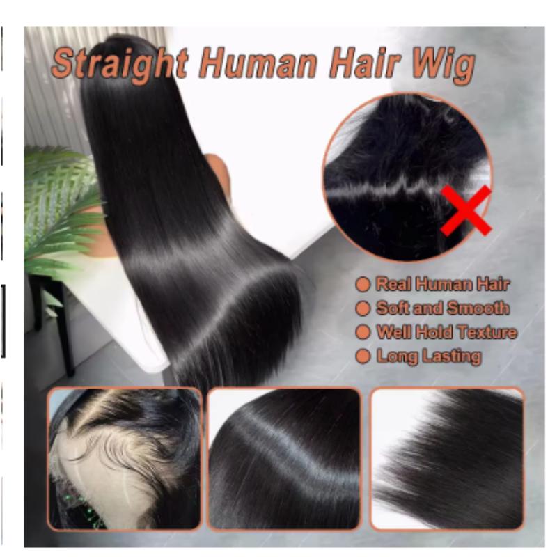 Lange Gerade Schwarze Spitze Front Perücke – Handgebunden HD Spitze Kappe mit Hitzebeständigem Synthetischem Haar, Vollständige Abdeckung für Natürlichen Look