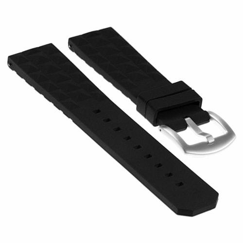 Super Waffle Silicone Rubber Dive Watch Band - Quick Release Strap - Fits Seiko Watches - Black - 20mm