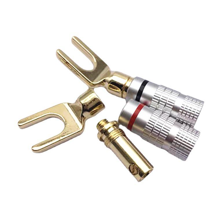 Nakamichi Gold-Plated Y/U Banana Speaker Connector, Red & Black