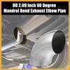 1pcs OD 3 Inch 90 Degree Mandrel Bend Elbow SS304 Stainless Steel Bend Tube Exhaust Elbow Pipe for Car Modified Exhaust System 3" Piping Silver Tone