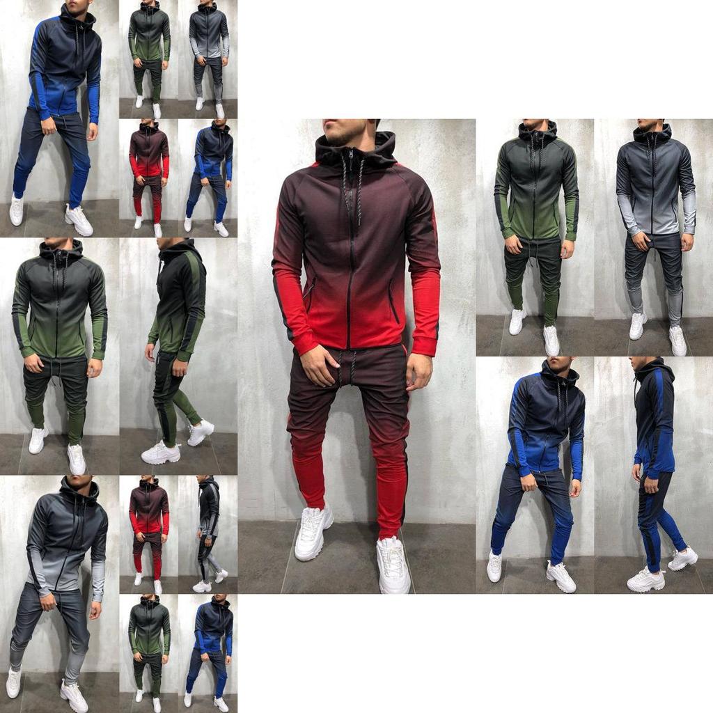 Premium Mens 2pc Tracksuit Set Hoodie And Joggers With Slim Fit And Zip Pockets