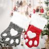 1PC Christmas Stockings, Contemporary Dog Paw Design, Polyester Hanging Socks for Xmas Decorations, Festive Candy Bags